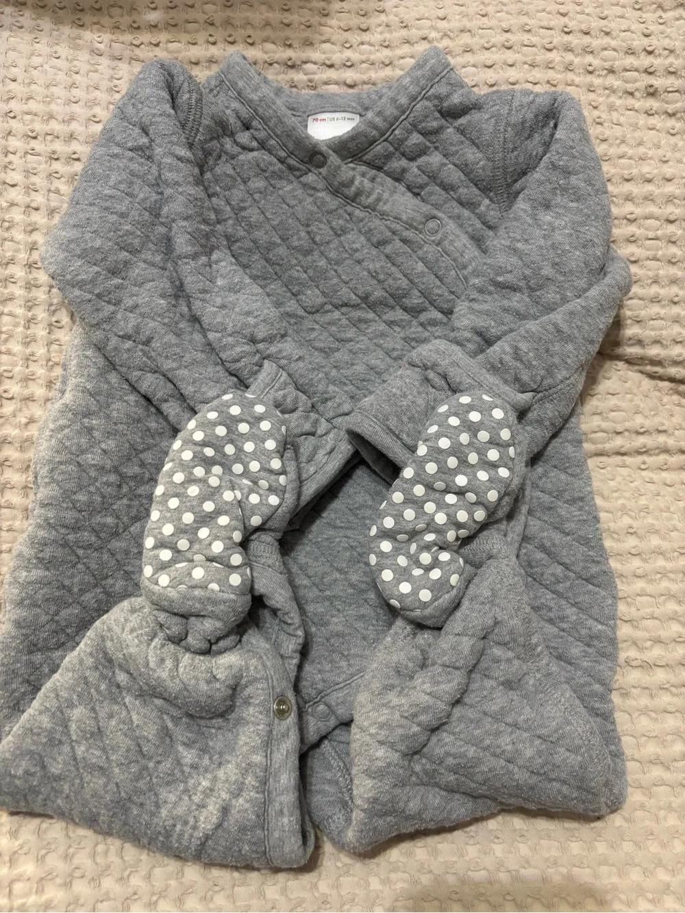 Hanna Andersson Gray Quilted Footed One-Piece